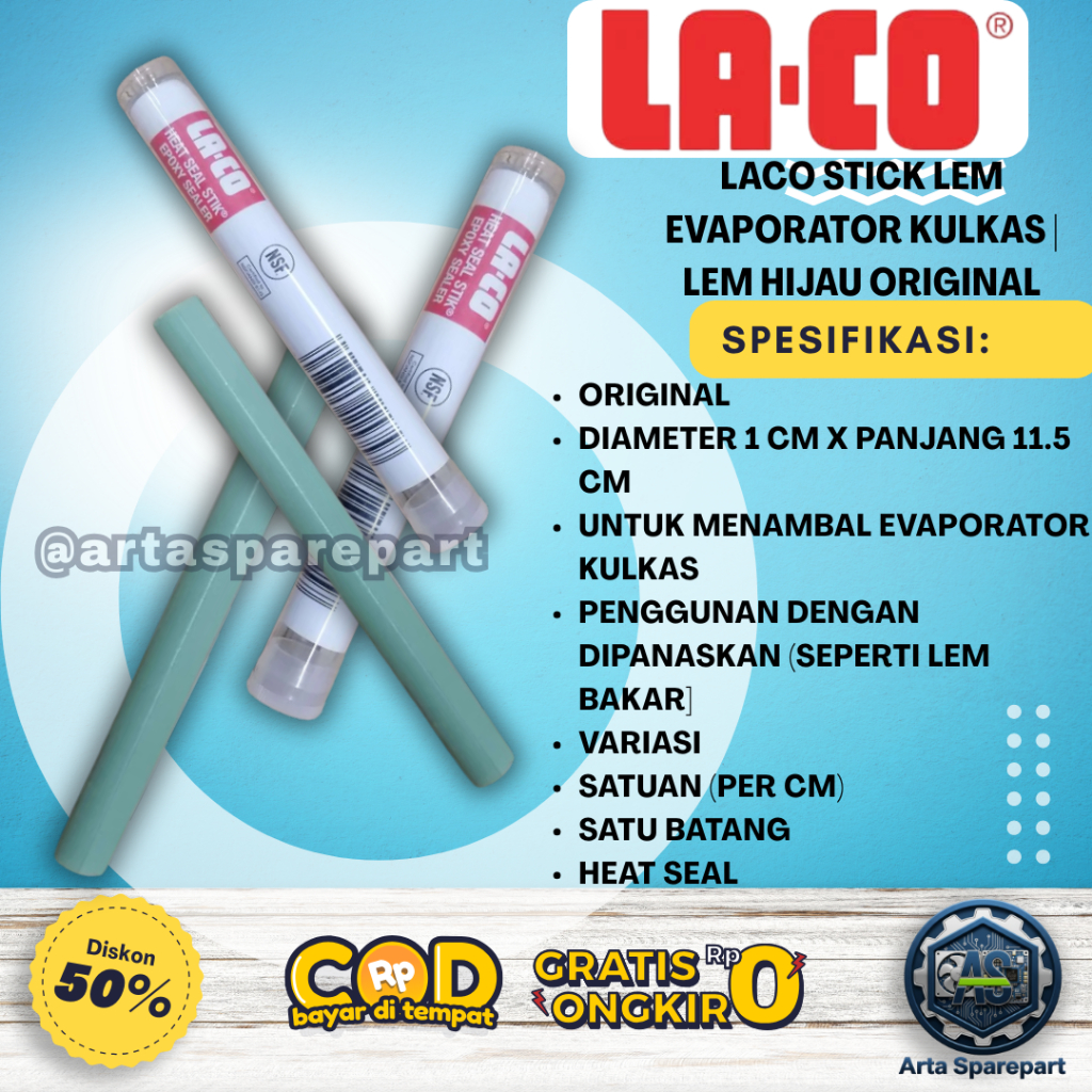 Laco stick  lem evaporator kulkas | Lem Hijau Original 6 - 10 cm