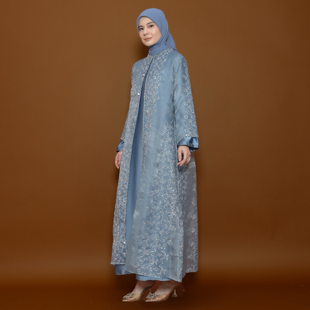 [PREMIUM ]Outer Qanita Lace Organza - Long Cardigan Outerwear Wanita Kondangan Dress Organza