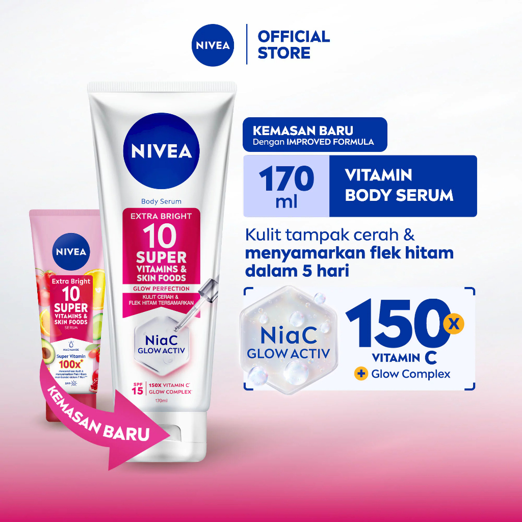 NIVEA Body Serum Extra Bright 10 Super Vitamins SPF15 170ml - Hand body serum lotion moisturizer men