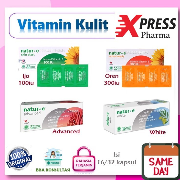 XPRESS ! Natur E isi 32 / 16  soft kapsul Nature 100 / 300 / Advanced / White Dus Dos Advance Advanc