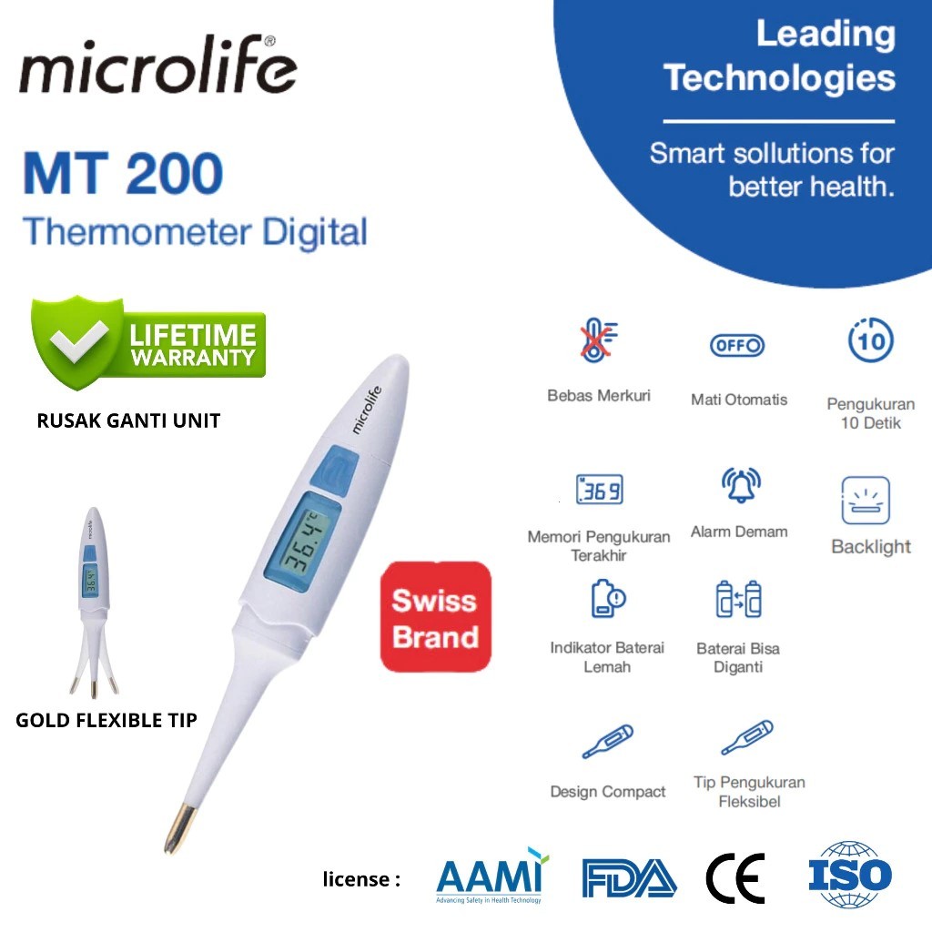 Termometer Digital Microlife MT200 Dengan Gold Tip - Microlife MT200