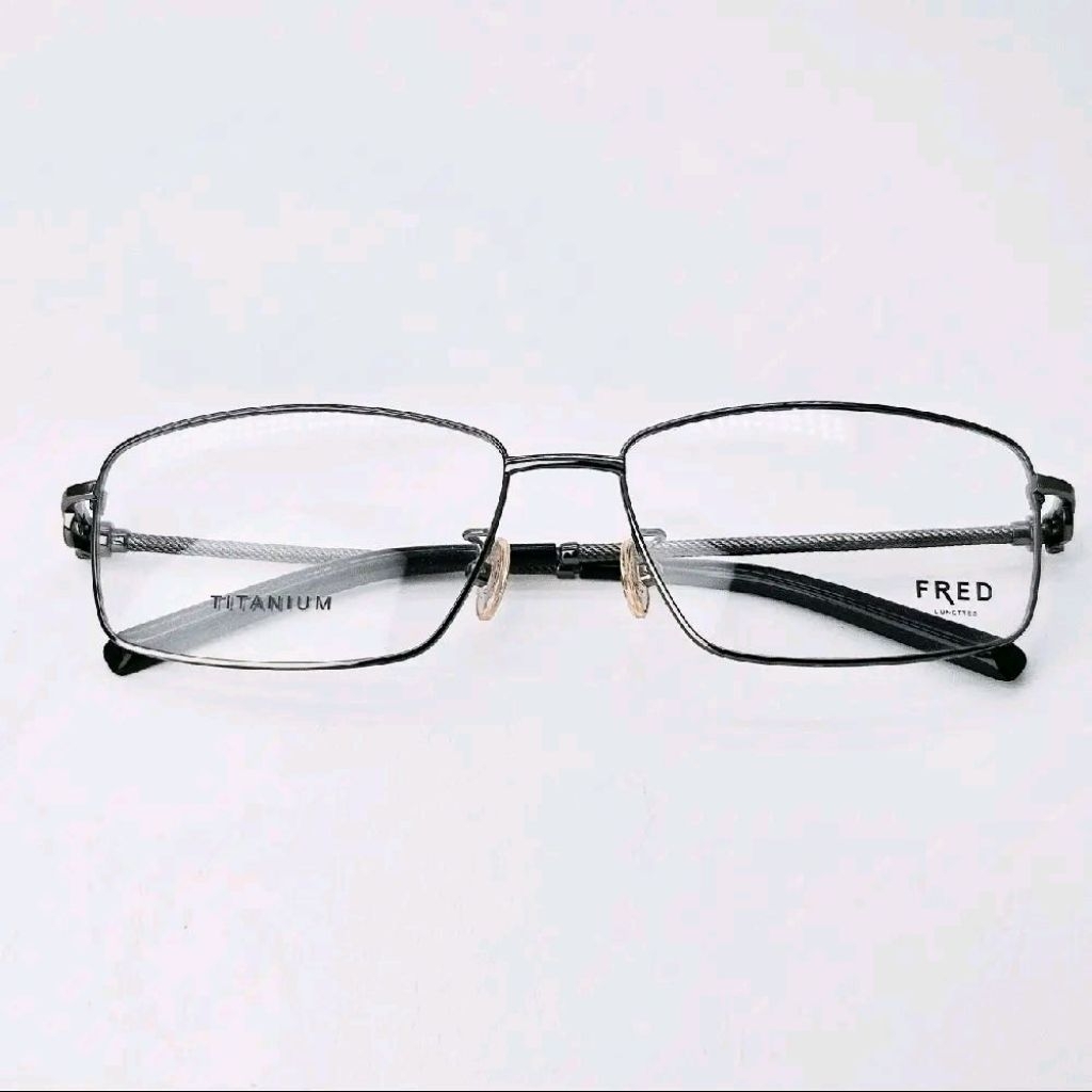 Frame Kacamata Pria Wanita Elegan Fred Titanium Kotak FMJ8416 Gunmetal Grey Bisa Lensa Blueray Photo
