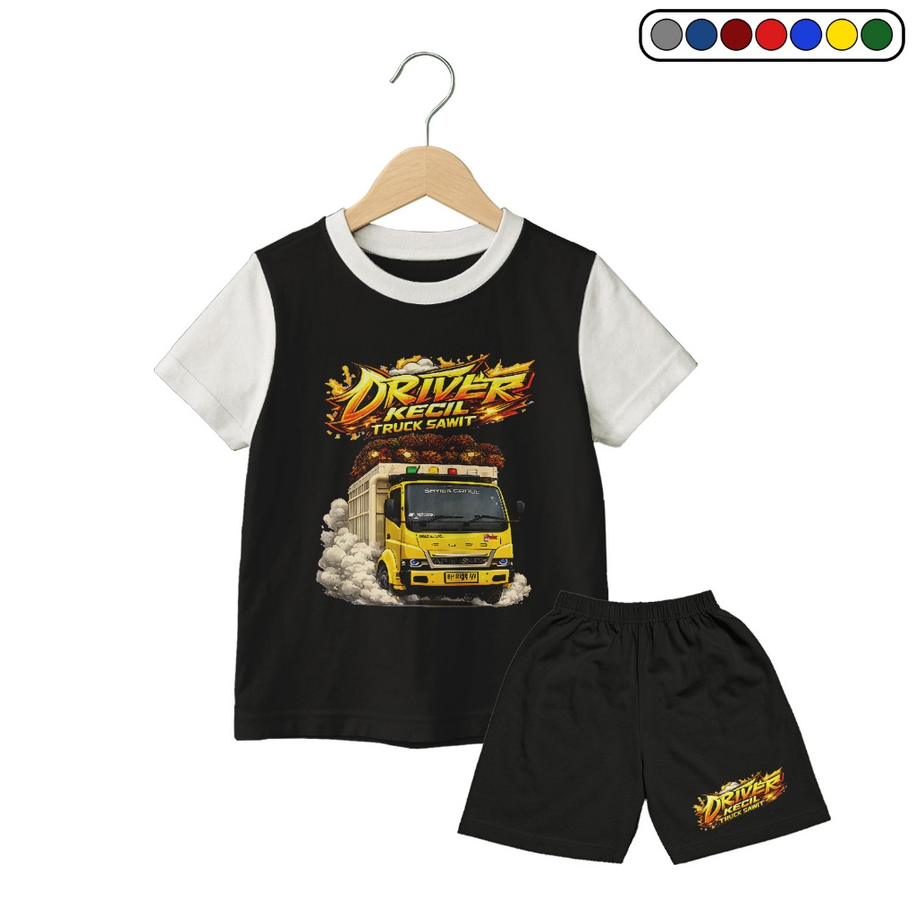 SETELAN KAOS KOMBINASI DRIVER KECIL TRUK SAWIT - BAJU TRUK OLENG ANAK UMUR 2 - 10 TAHUN TERBARU