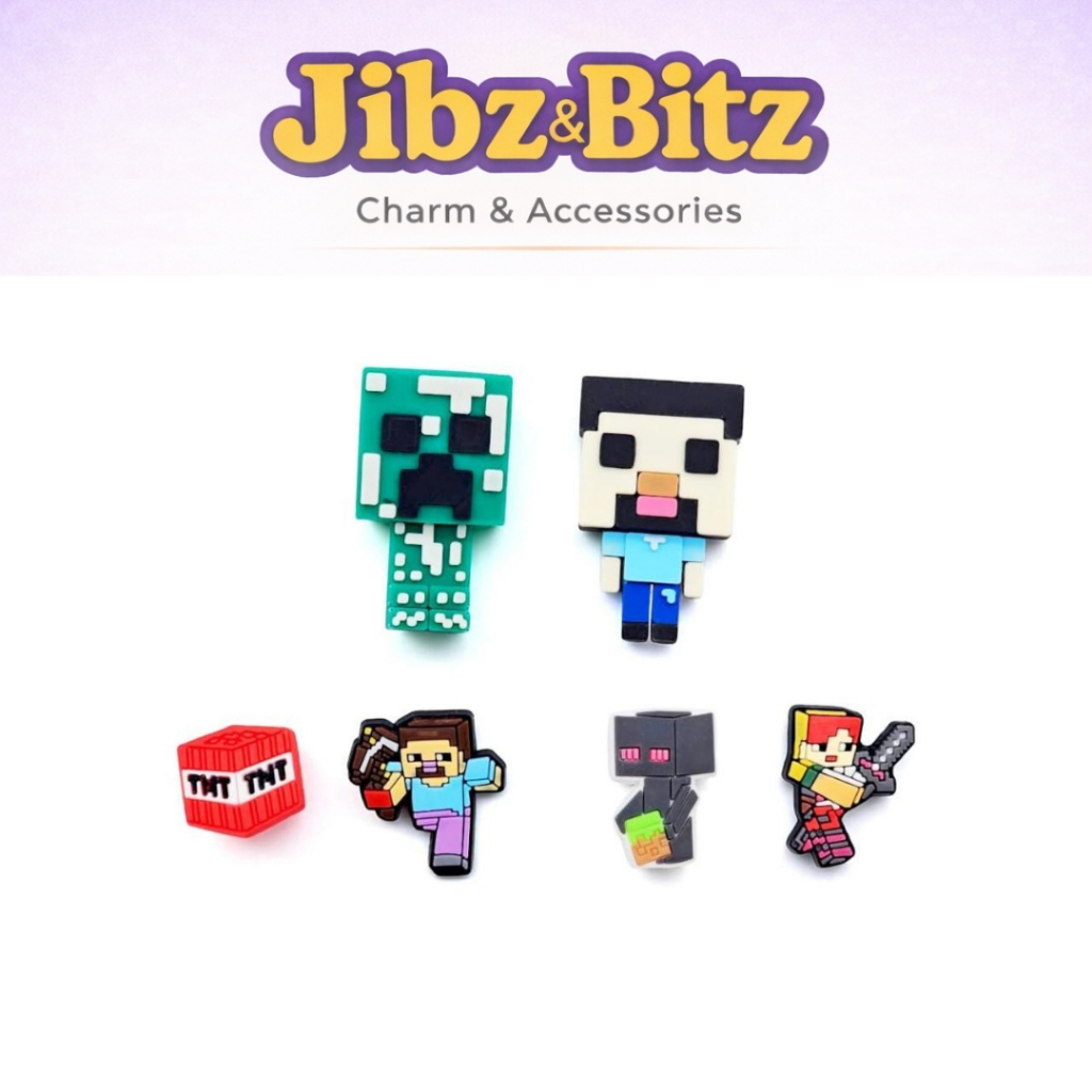 JB - Aksesoris Sandal Pin Mine Craft Karakter Lucu untuk Dekorasi Sandal Anda Pro Model Senorita Mik