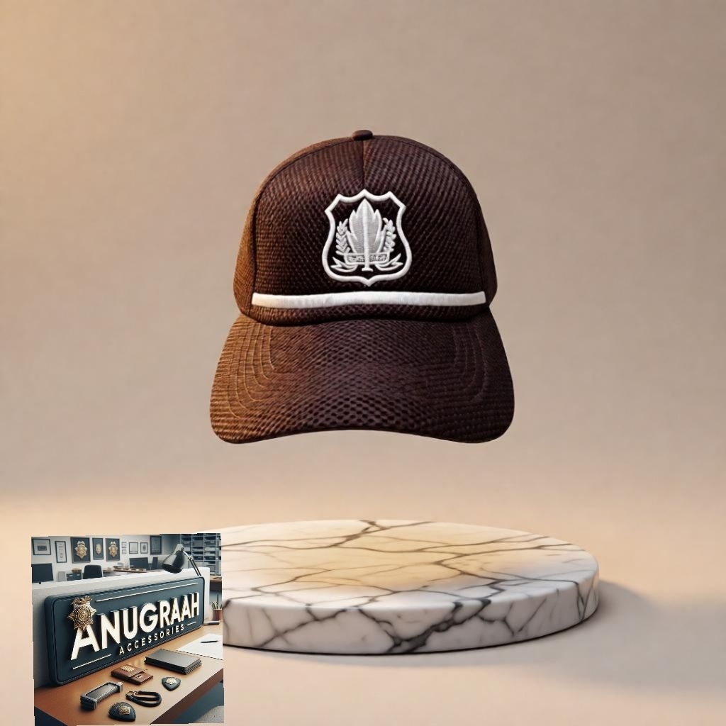 topi satpam list putih coklat topi satpam terbaru coklat
