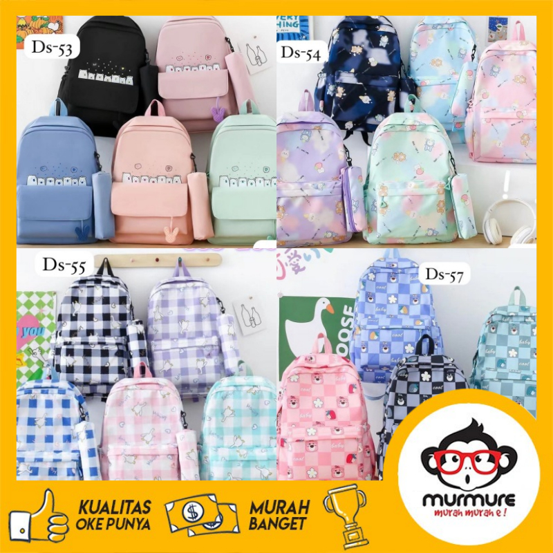 MURMURE I Model Baru Tas Ransel Beruang Imut, Perempuan, Pelajar, Boneka Bulu Kartu Imut, Kapasitas 