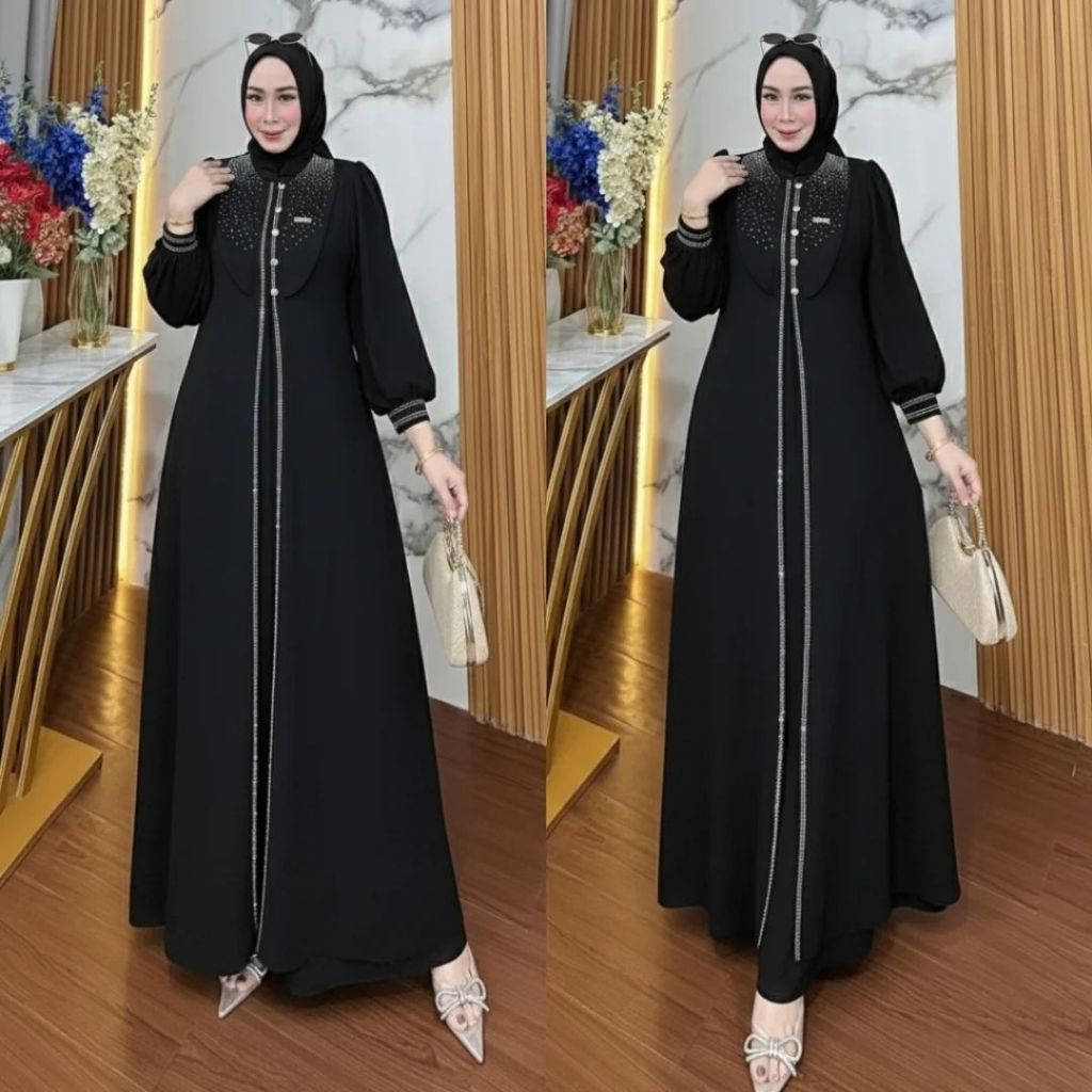 Dress Terbaru  Liora Dress BUSUI Liora Dress Bahan Ceruty Babydall Mix Swaroski Dress Wanita Terbaru