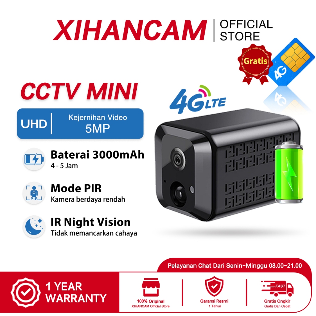 XIHANCAM CCTV Mini 4G SimCard Waterproof CCTV Mini Tersembunyi Tanpa Kabel Tanpa Wifi Kamera CCTV Ke