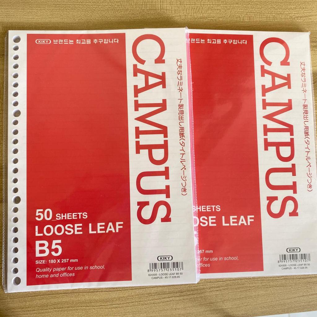 Kertas Loose Leaf Campus Kiky B5 - 50 Lembar Refill Binder 26 Lubang