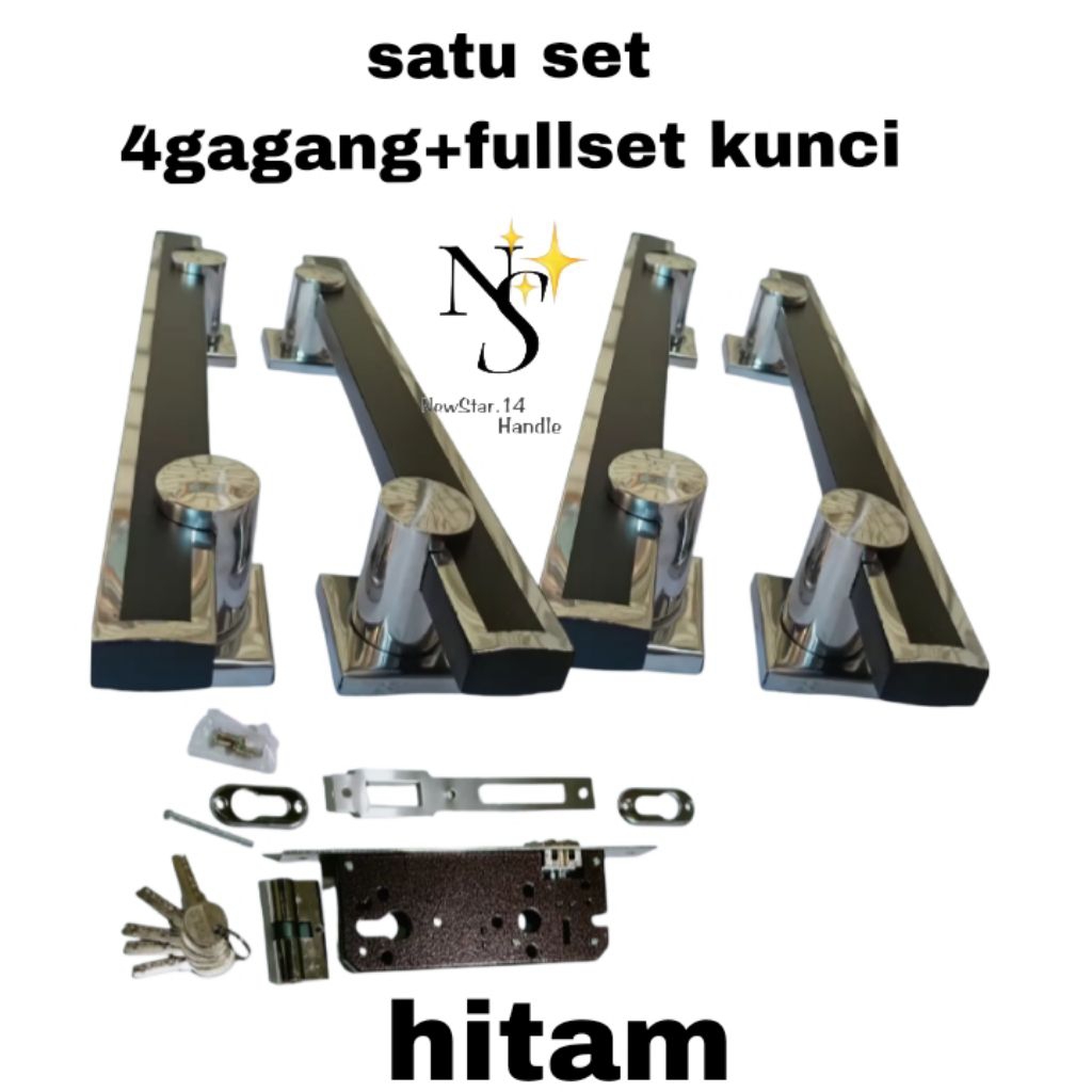 handle pintu satu set 4gagang+ fullset kunci/ gagang pintu rumah minimalis modern/ handle pintu ruma
