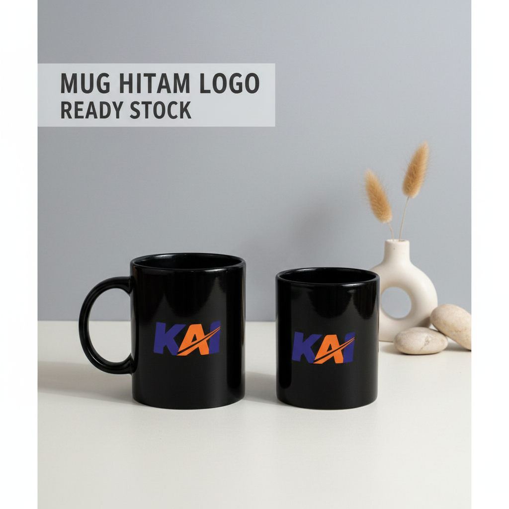 Mug Keramik Hitam Custom Logo KAI/Mug Hitam Murah