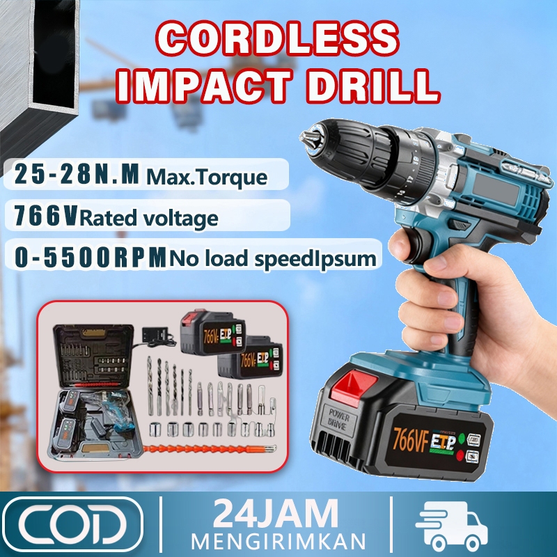 766V Mesin Bor Cordless Mesin Bor Baterai Tangan Cordless Drill Baterai Cordless Screwdriver Murah B