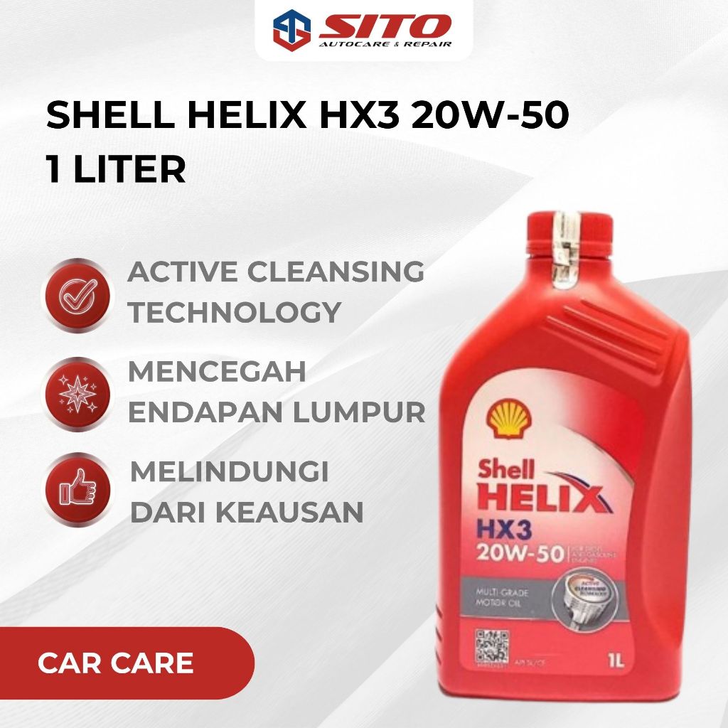 SHELL HELIX HX3 MERAH 20W-50 1 LITER - OLI MOBIL