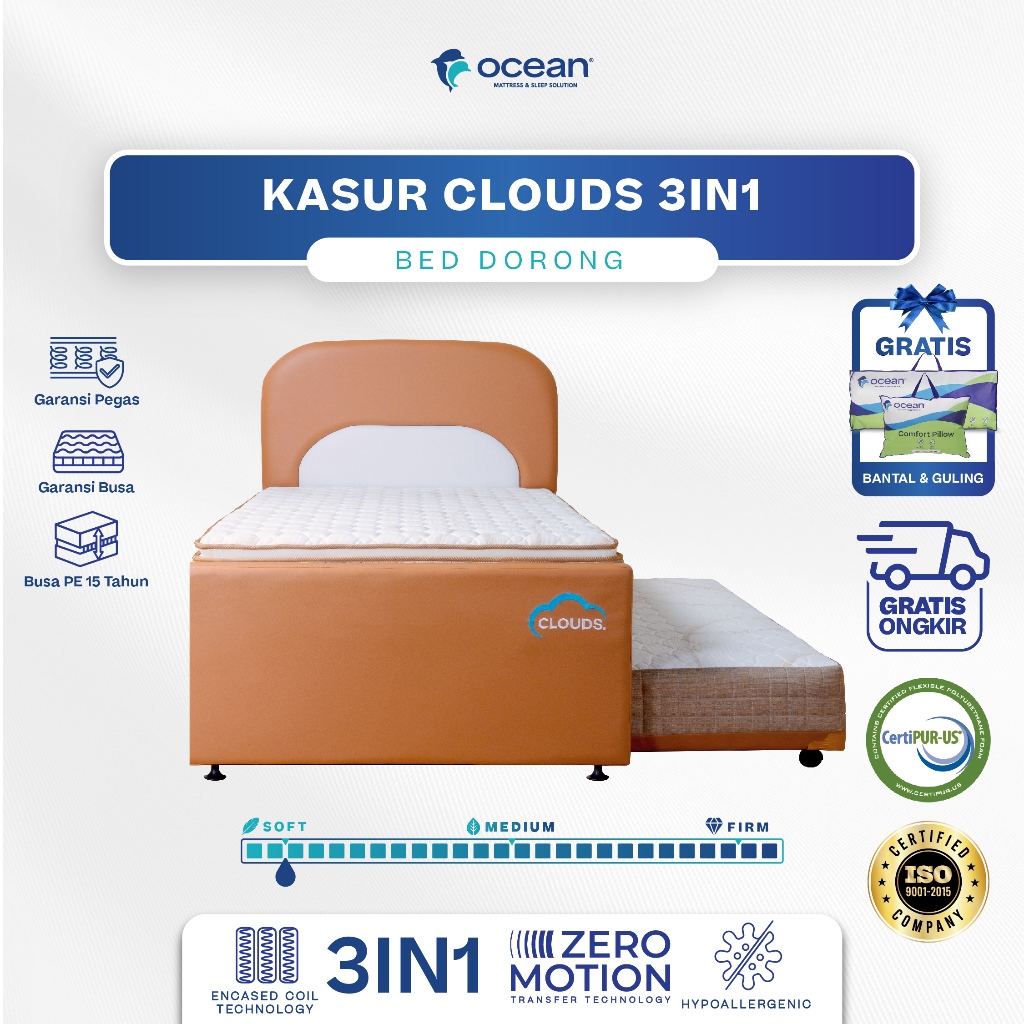Ocean Springbed - Kasur Bed Dorong Clouds 3 in 1