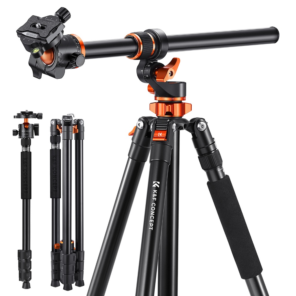 K&F CONCEPT T254A7+BH-28L Tripod Video + Hydraulic Head, Gerakan Halus, Bisa Jadi Monopod