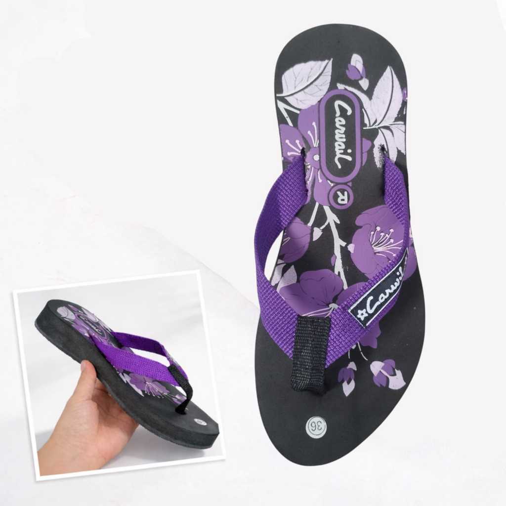 Sandal Jepit Wanita Wedges Karet Empuk, Sandal Carvil wanita
