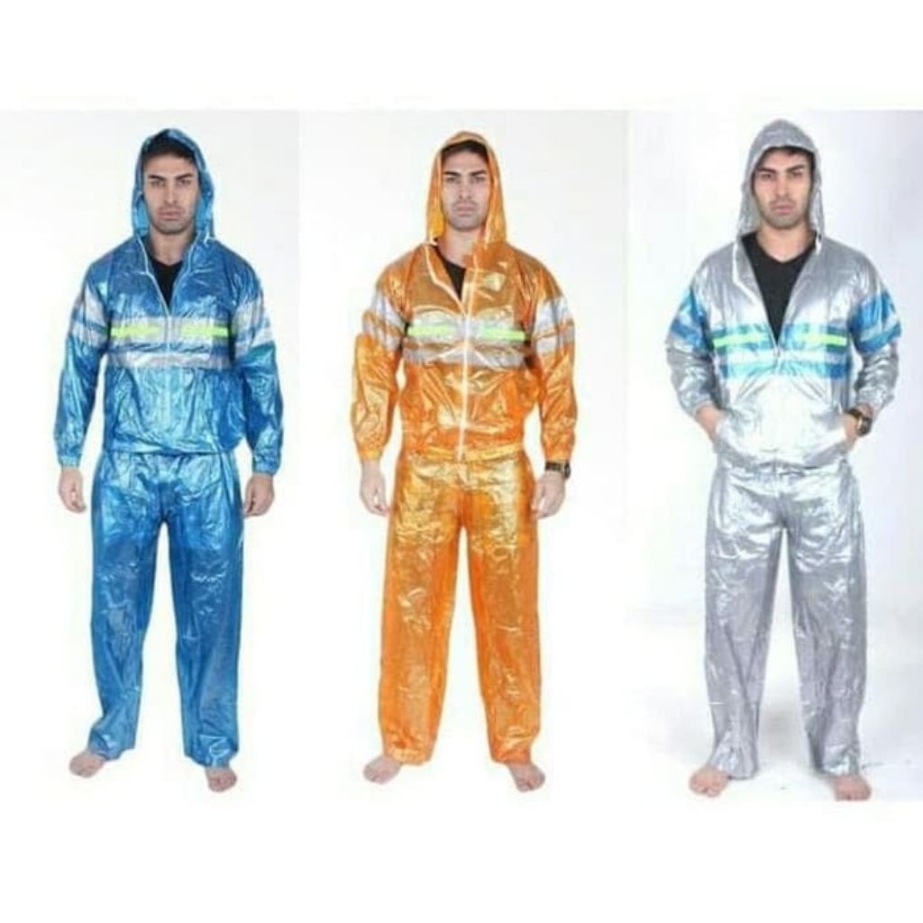 Jas Hujan Jaket Celana OPTIMUS Dolphin Blue G619 PVC Tebal Premium Ori