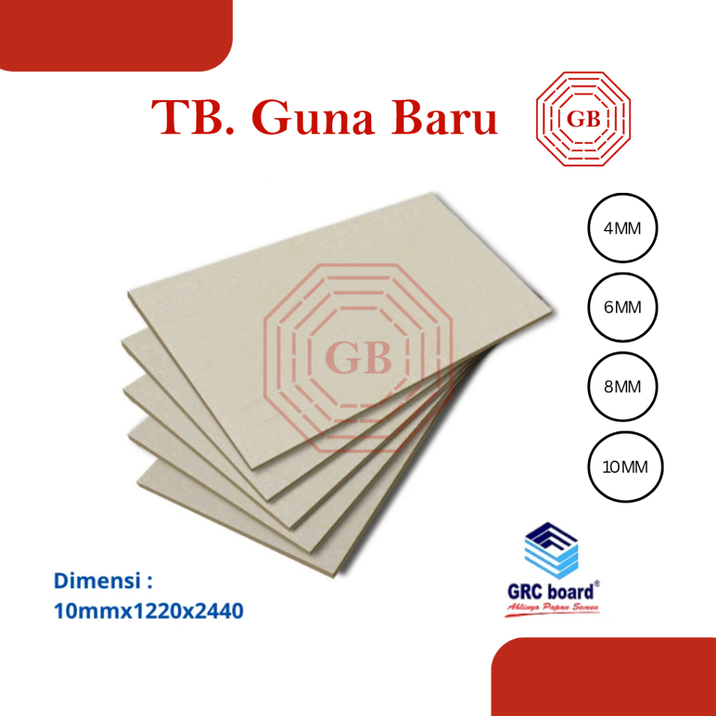 PAPAN GRC Board 4mm. 6mm. 8mm 10mm Papan GRC (122CM x 244CM) MERK GRC BOARD