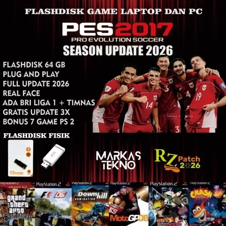Flashdisk PES 2017 update 2026 tema GEMBOX PATCH untuk Laptop dan PC - Game PC Laptop update terbaru