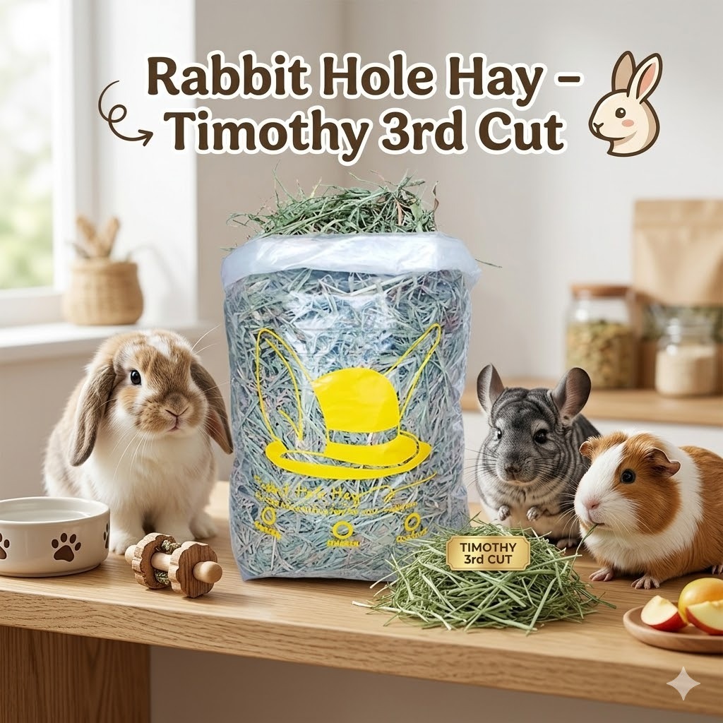 Rabbit Hole Hay Timothy 3rd Cut 1kg | RHH Rumput Timothy Hay Super Lembut & Leafy untuk Kelinci, Gui