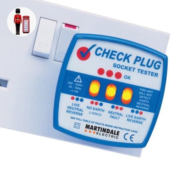 Martindale CP501 Classic Check Plug 240V Socket Tester 13A 200-250V AC CAT II 300 V British Standard