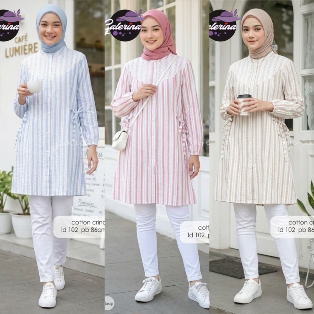 Tunik Salur panjang wanita motif kekinian premium Long Tunic cantik Salya