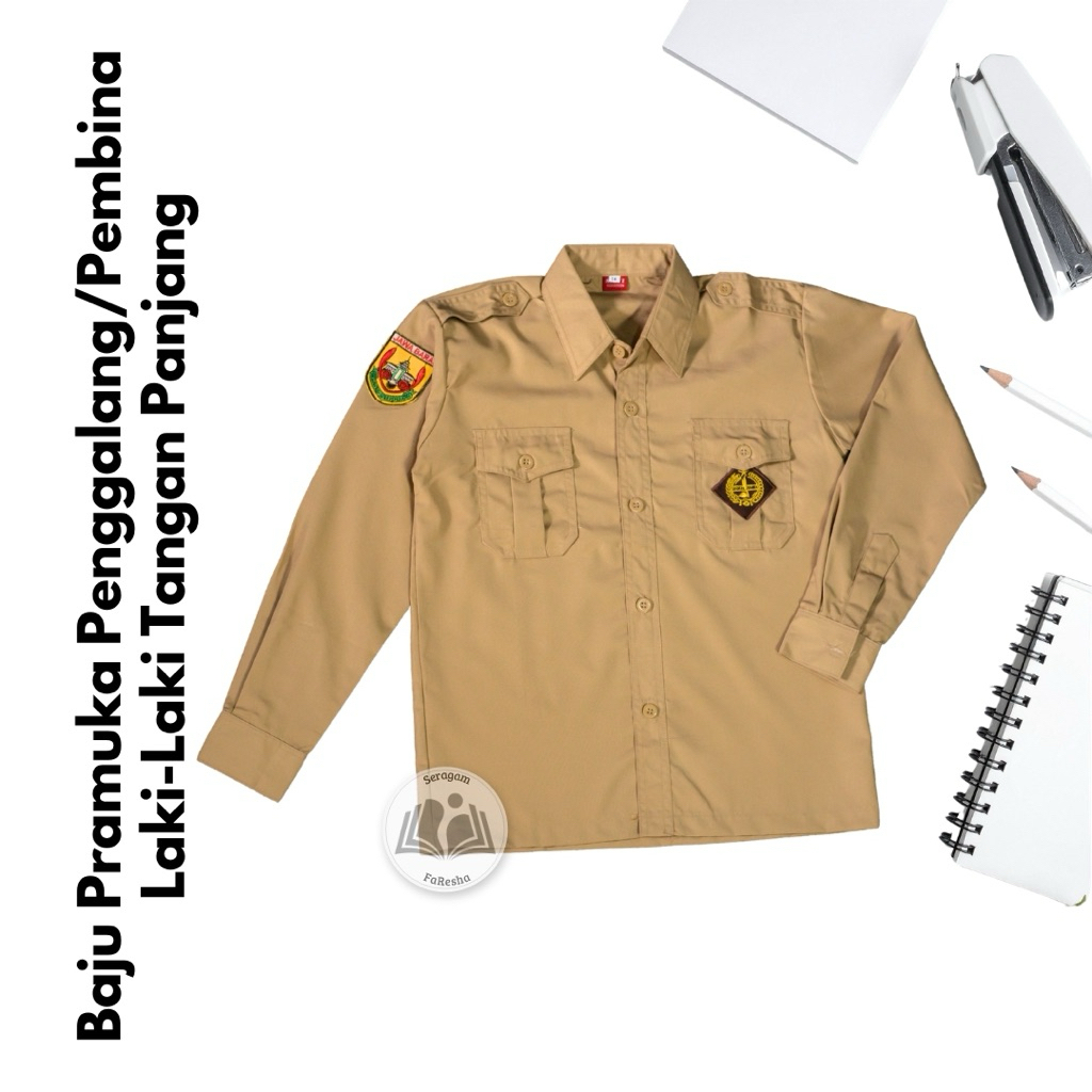 Seragam Sekolah Baju Pramuka Penggalang/Pembina Laki-Laki Tangan Panjang