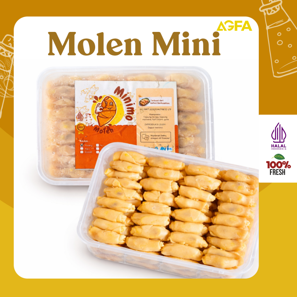 Molen Mini 100pcs | Camilan Viral 4 Rasa (Coklat, Keju, Pisang, Kacang Hijau) | Renyah & Lumer / Mol