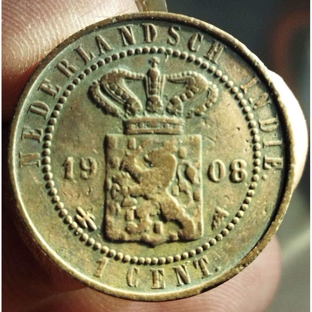 koin 1 cent Nederland indie thn 1908 original sesuai foto