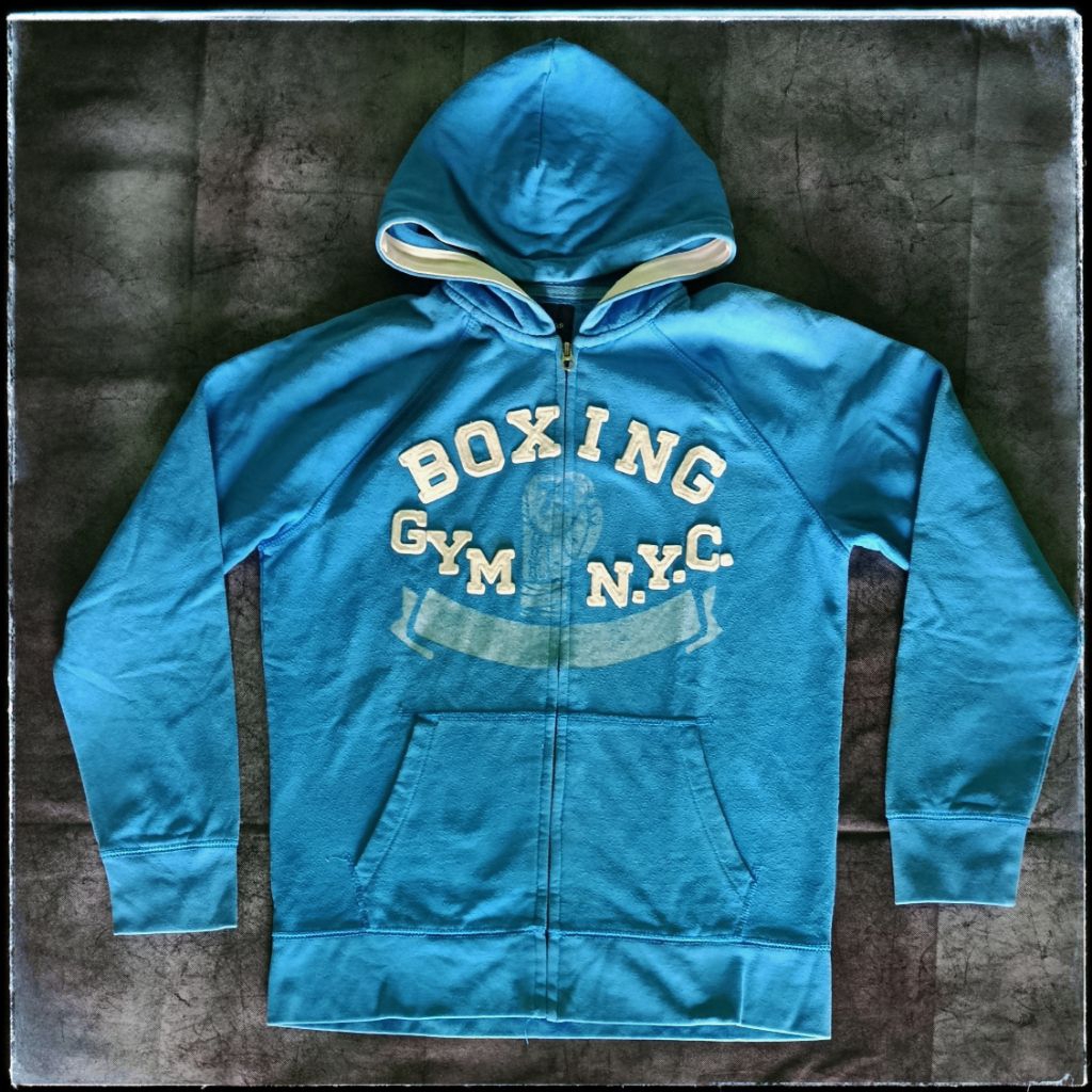 GAP Hoodie katun tebal full zipper biru elektrik equal S to M