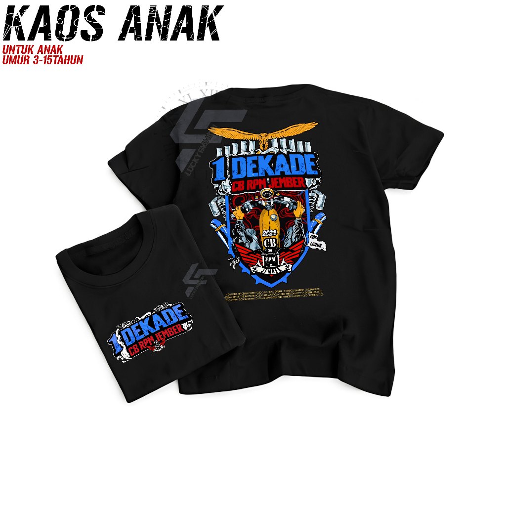 KAOS ANAK 1 DEKADE CB RPM JEMBER T-SHIRT SATU DEKADE CB RPM JEMBER