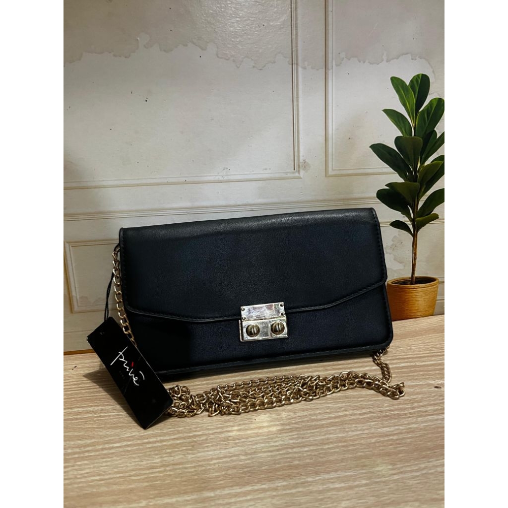 [NEW] PRIVE ROMA - Tas tipe dompet panjang wanita elegan, warna hitam.