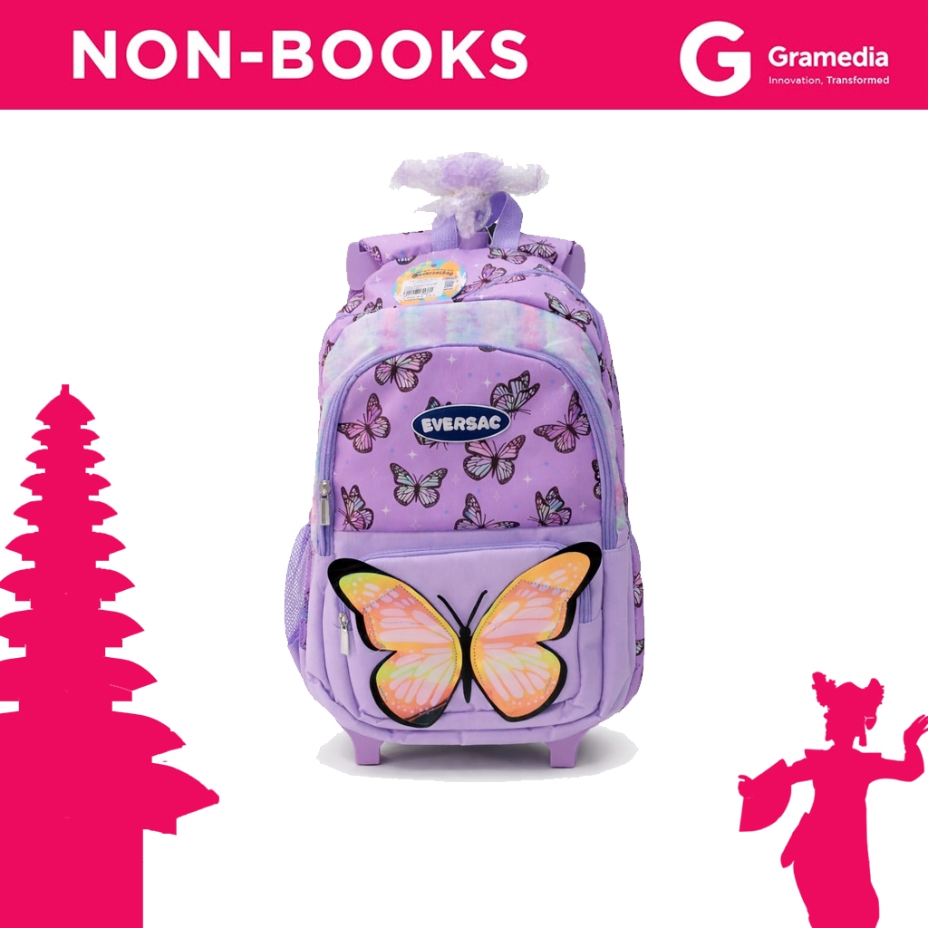 Gramedia Bali - EVERSAC DETACHABLE TROLLEY BACKPACK BUTTERFLY / Tas Koper Anak