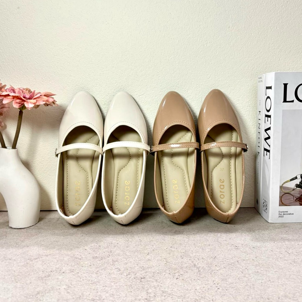 ZORAE - FLAT SHOES WANITA SEPATU KERJA TALI TENGAH INSOLE EMPUK