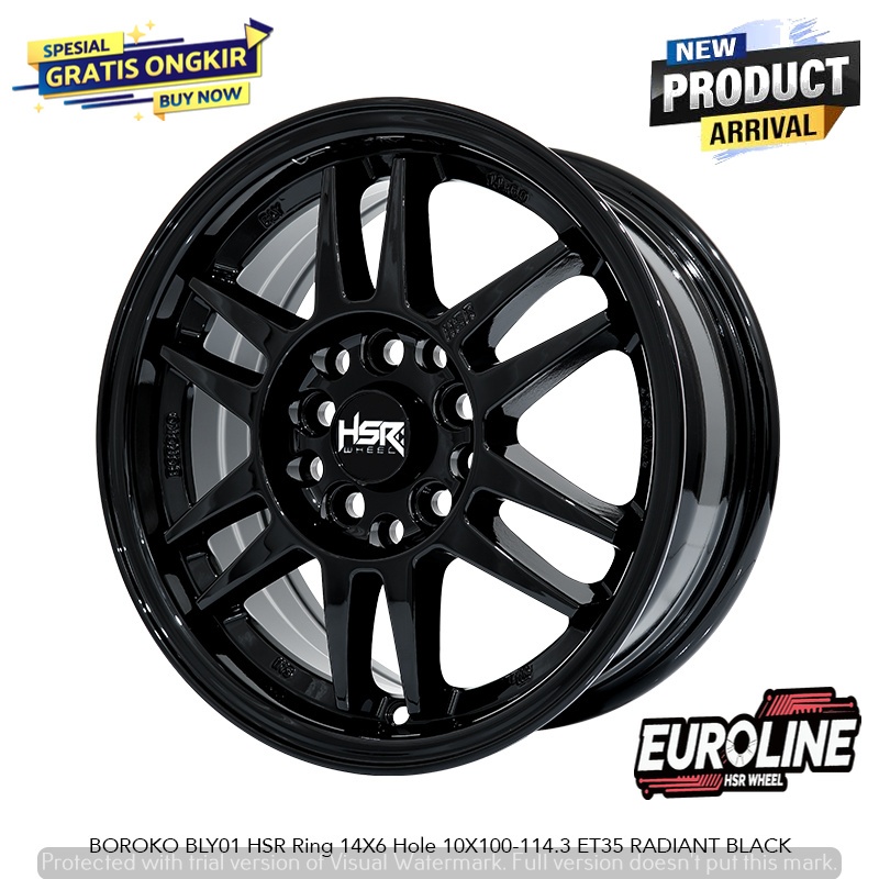 VELG RACING MUATAN RING 14 UNTUK LUXIO GRANDMAX L300 HSR BOROKO BLY01 R14 LEBAR 6 RADIANT BLACK GRAT
