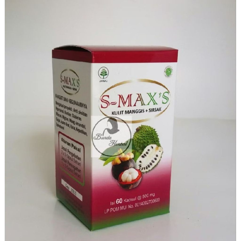 Kapsul S-Maxs Kulit Manggis Daun Sirsak 60 Kapsul - Herbal Alami, Antioksidan, Pengobatan Tradisiona