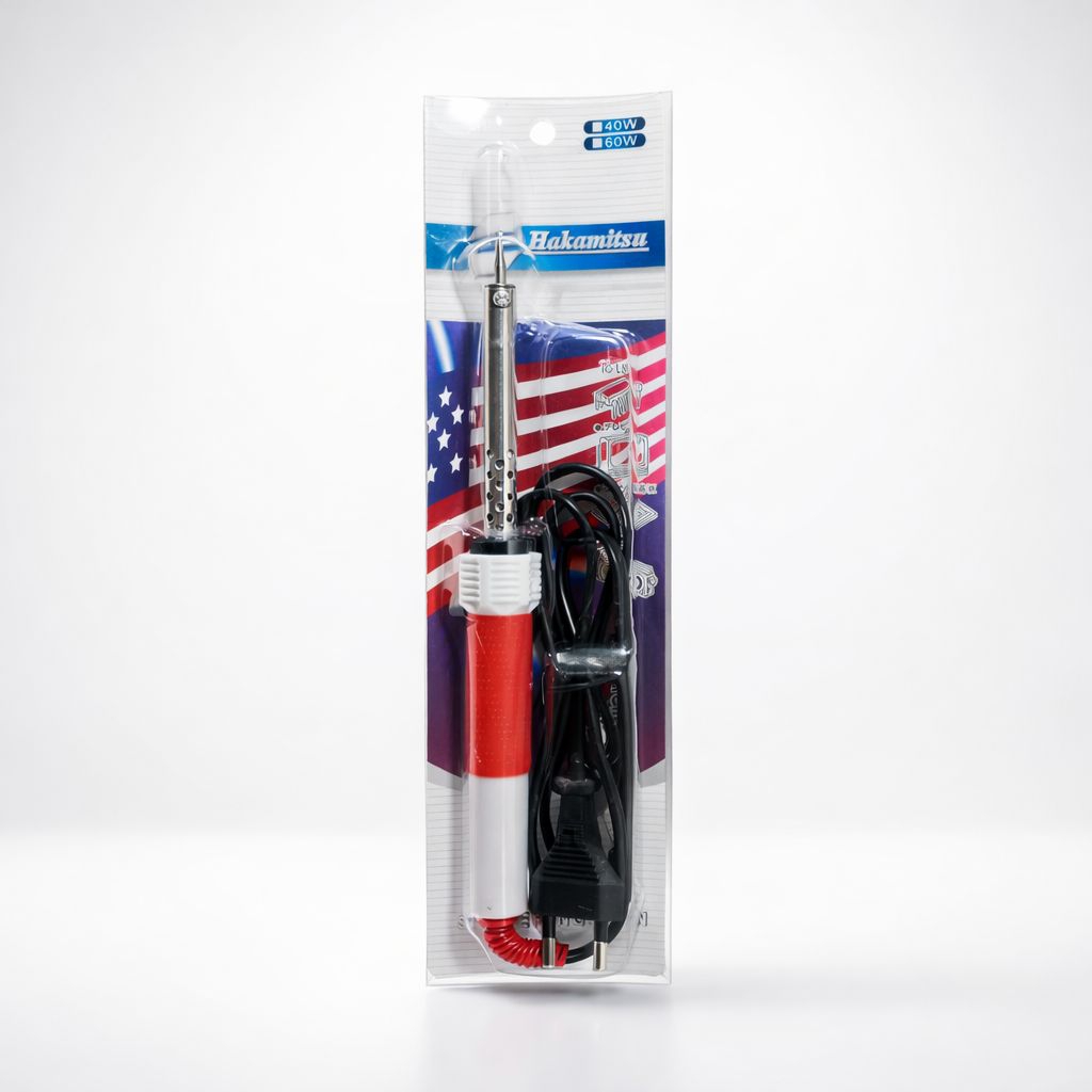 Solder Listrik 40 Watt Mata Lancip Alumunium Coating Hakamitsu 40W Handle/Gagang Karet Motif USA Ame