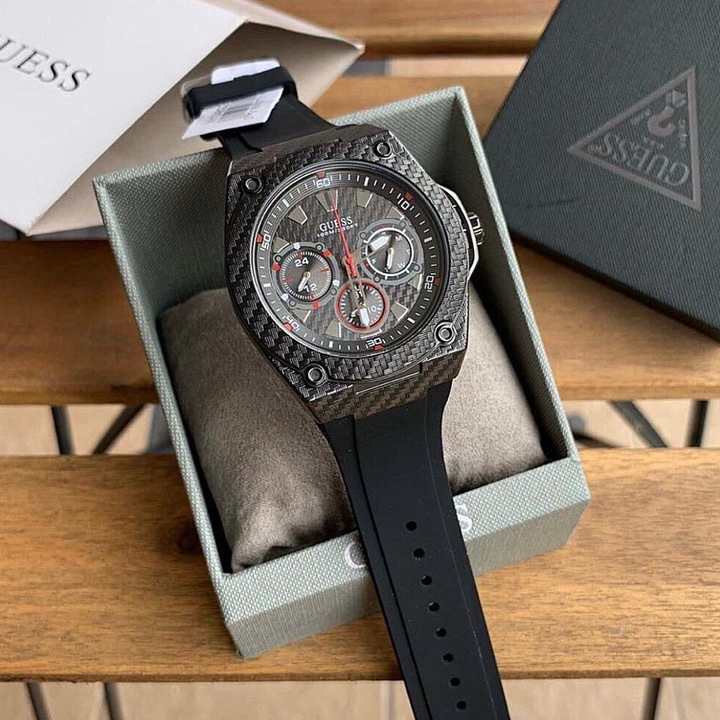 100% ORIGINAL JAM PRIA GUESS CHRONOGRAPH STRAP RUBBER