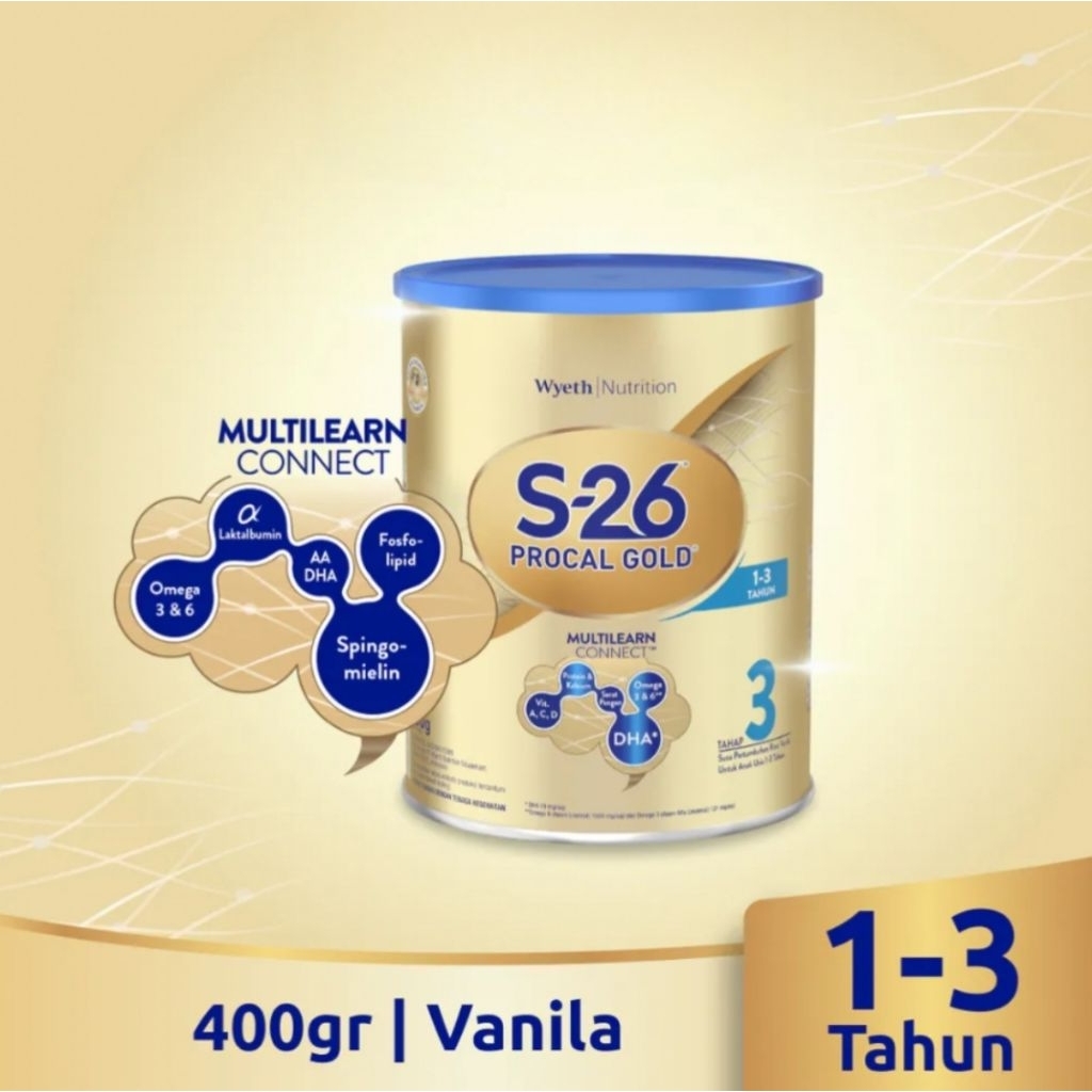 S26 Procal GOLD Tahap 3 Vanila Susu Pertumbuhan Anak Usia 1-3 Tahun, Kaleng 400gr