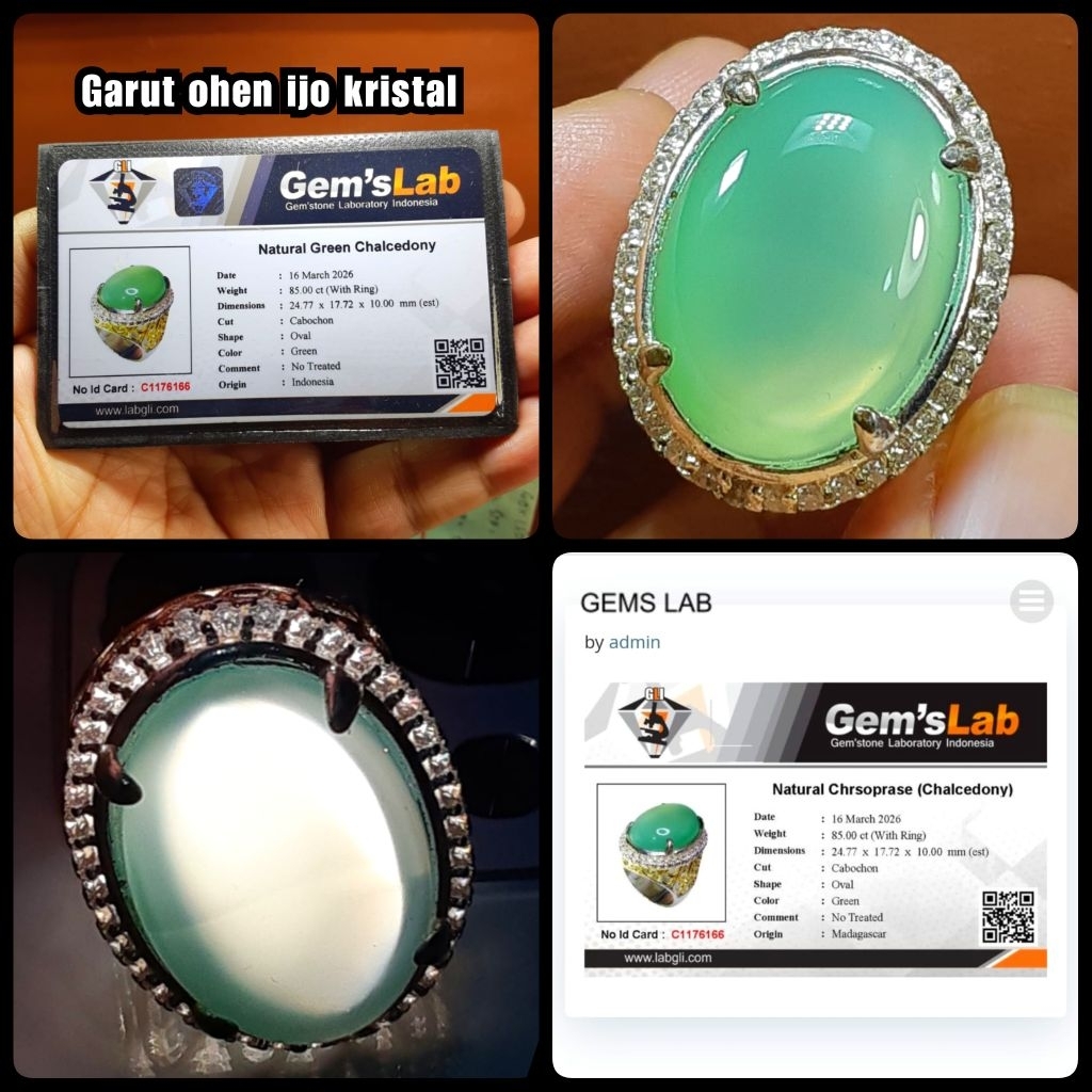 CINCIN BATU IJO GARUT OHEN SUPER KRISTAL JUMBO