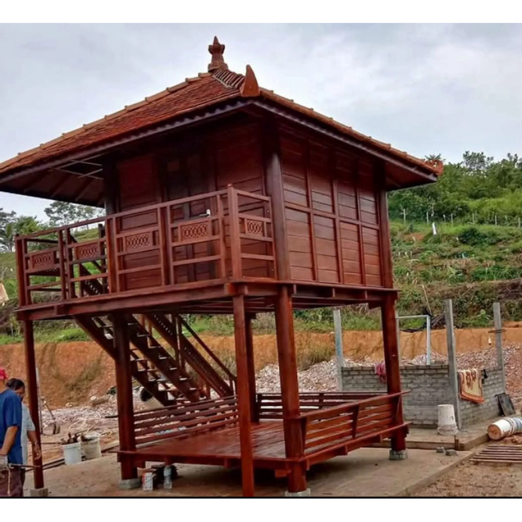 Gazebo kayu jati tingkat | gazebo minimalis