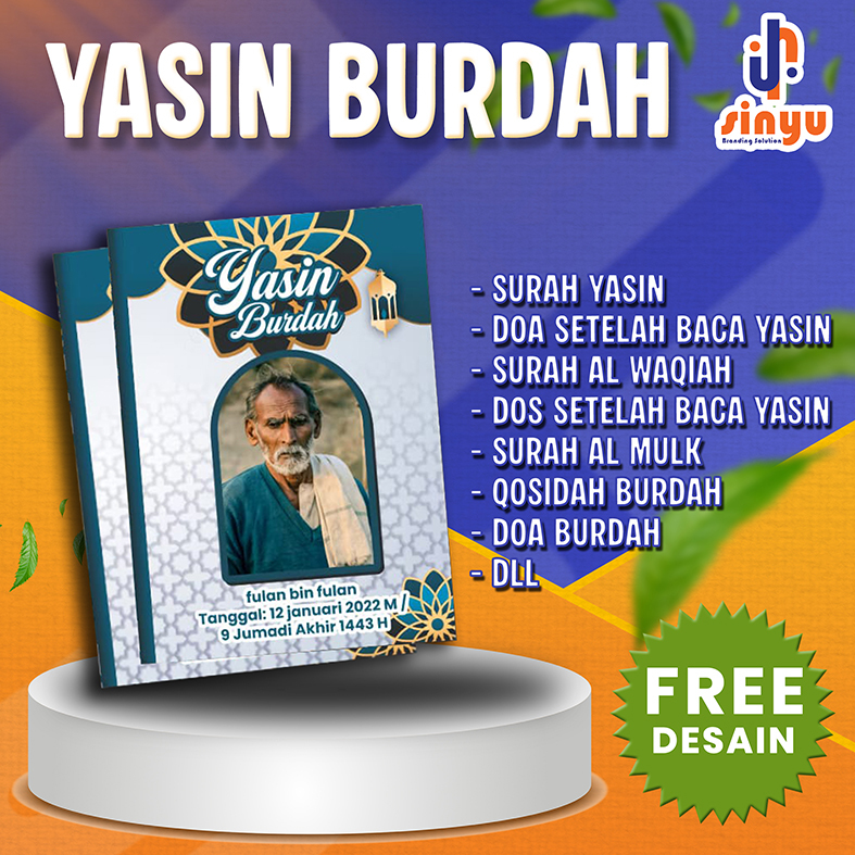 Cetak Buku Yasin Burdah kecil desain gratis bisa costum foto