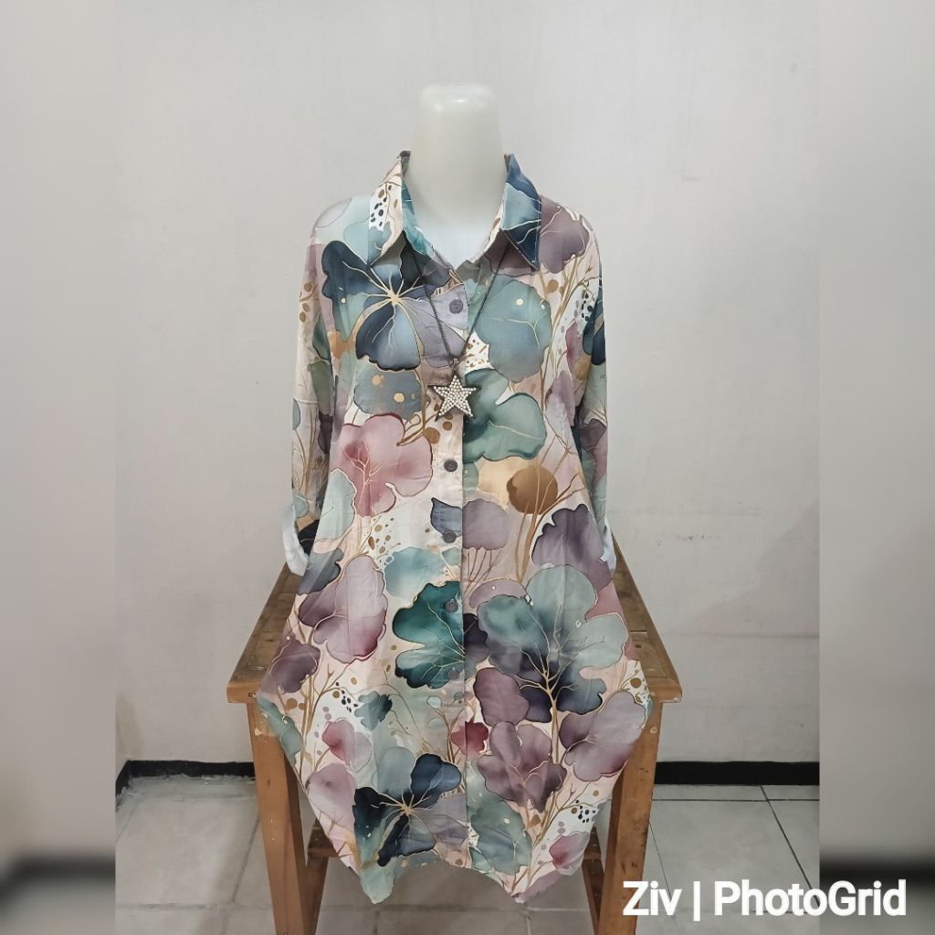 TUNIK WANITA MOTIF BUNGA KATUN RAYON T1510
