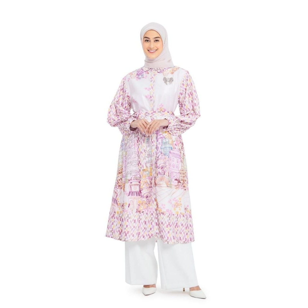 Midi Dress wanita NADA PUSPITA x Cotton Ink Pink House Molinelli Original preloved