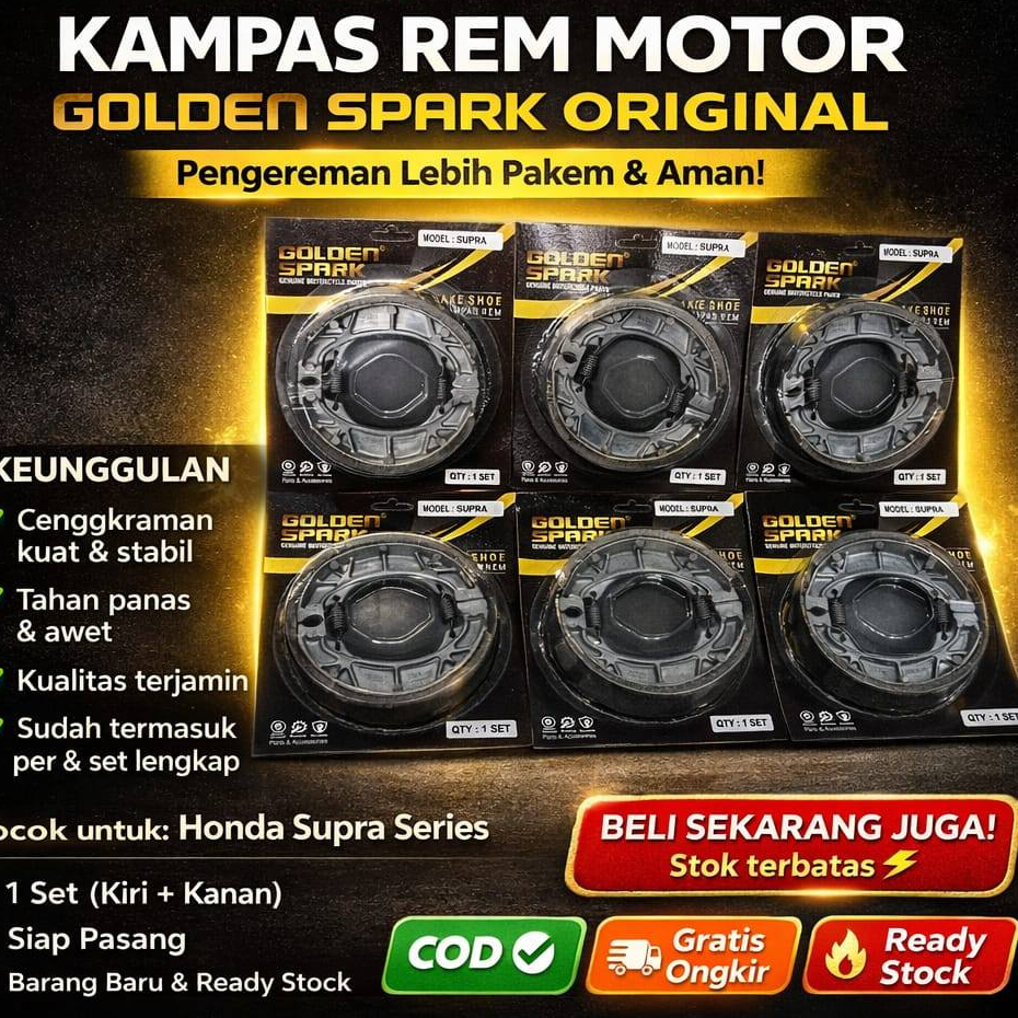 Kampas Rem Tromol Belakang Supra X Grand Supra Fit Golden Spark