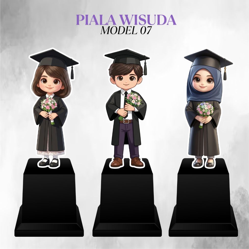 PIALA WISUDA AKRILIK GRADUATION Model 7 | Tropi Kelulusan Anak Cowok Cewek Berhijab | Vandel Wisuda 