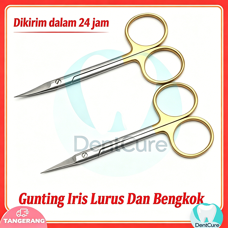 Marwa Gunting Iris Lurus Bengkok Gunting Iris Tajam Tajam Gunting Iris Ukuran 11,5 cm Operating Scis