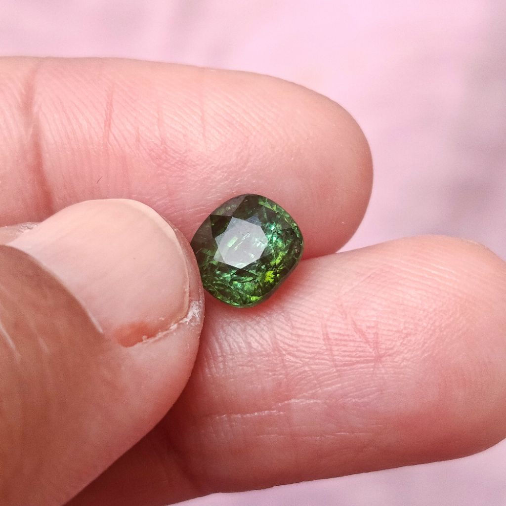Batu permata natural green tourmaline cutting octagon - Natural Tourmaline