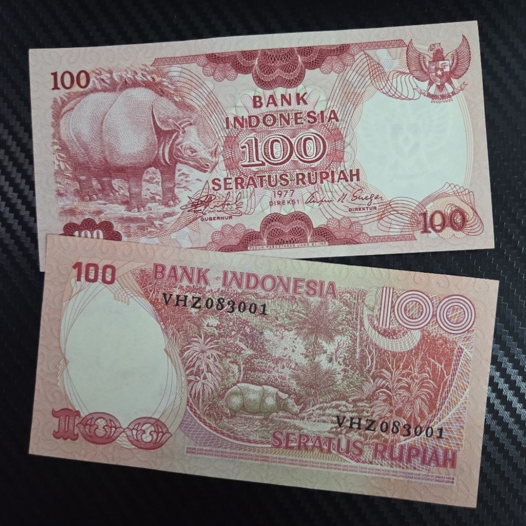 Uang Kuno Indonesia 100 Rupiah Badak Tahun 1977 Asli