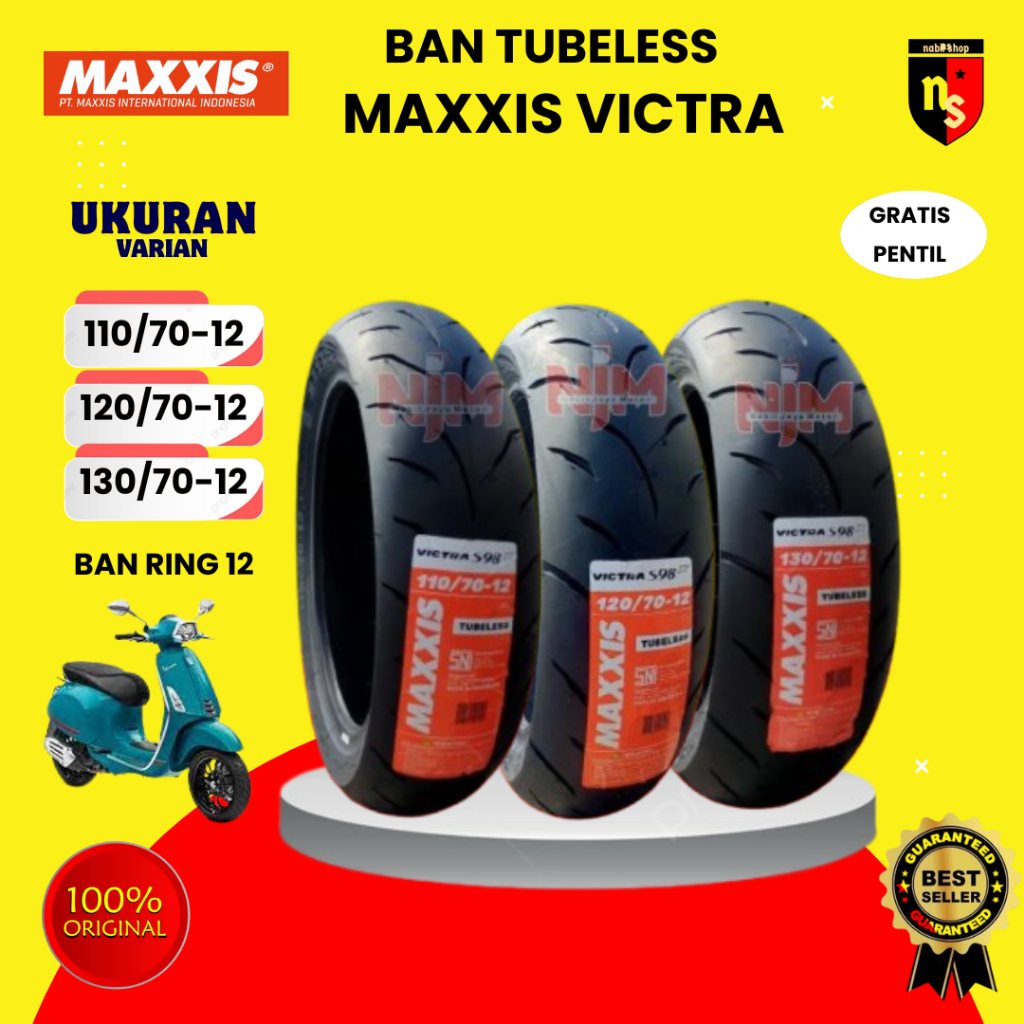 (READY STOCK) BAN MAXXIS VICTRA RING 12 ( 110/70 - 120/70 - 130/70 )  BAN MOTOR MATIC / BAN VESPA MA